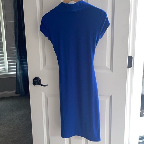 Joseph Ribkoff Royal Blue Faux Wrap Zipper Detail Elegant Blue Wrap Dress Sz 4 - Picture 8 of 10